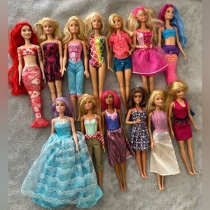 Lot Of 13 Dressed Barbie Dolls For Customization Play Mattel Various Styles